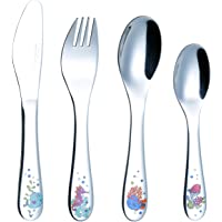 Exzact Cubertería Infantil 4 Pieza para niños de Acero Inoxidable - 1 x Cena Cuchillo- 1 x Cena Tenedor- 1 x Cena…
